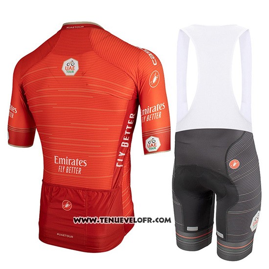 2019 Maillot Ciclismo Castelli UAE Tour Orange Manches Courtes et Cuissard